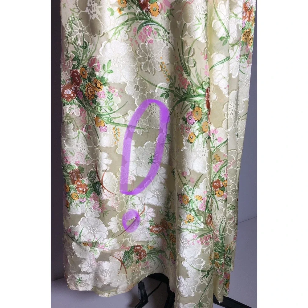 Vintage 1970s Boho Dress Floral Brocade Maxi Dress Festival Gown STAINED XS - Picture 12 of 16